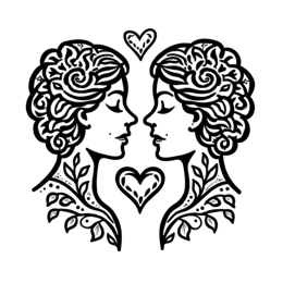 love faces linocut floral SVG PNG design with black and white floral elements