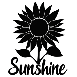 sunflower sunshine flower SVG PNG design with bold lettering, black floral elements, an uplifting message
