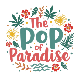 pop paradise SVG PNG design with bold lettering, white and red floral elements