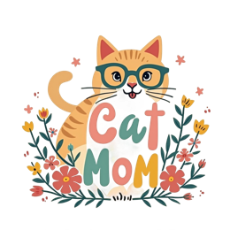 cat mom flower SVG PNG design with bold lettering, orange floral elements