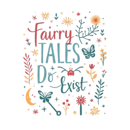fairytales flora SVG PNG design with hand-drawn style, white and pink floral elements, an uplifting message