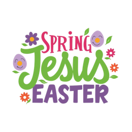 spring easter SVG PNG design with bold lettering, pink and green floral elements
