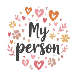 my person hearts florals SVG PNG design with bold lettering, black and orange floral elements