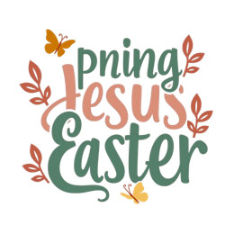 easter SVG PNG design with orange and pink floral elements