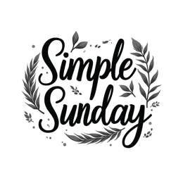 simple sunday floral SVG PNG design with hand-drawn style, bold lettering, black and white floral elements