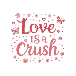 love crush SVG PNG design with hand-drawn style, white and pink floral elements