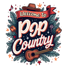 welcome country guitar SVG PNG design with bold lettering, red floral elements