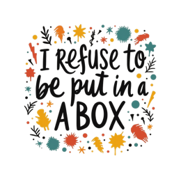refuse box SVG PNG design with hand-drawn style, bold lettering, black and white floral elements