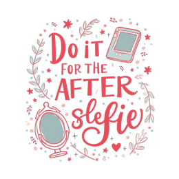 after selfie SVG PNG design with white and red floral elements