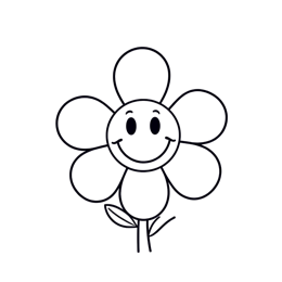 flower smile SVG PNG design with hand-drawn style, black and white floral elements
