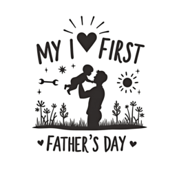 fathers day first SVG PNG design with black and white floral elements