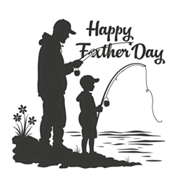 father day silhouette SVG PNG design with black and white floral elements