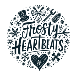 frosty heartbeats SVG PNG design with hand-drawn style, bold lettering, black and white floral elements