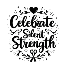 quotes strength floral SVG PNG design with bold lettering, black and white floral elements, an uplifting message