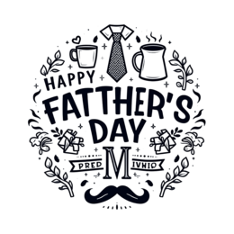 father day SVG PNG design with bold lettering, black and white floral elements