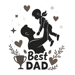 dad child award SVG PNG design with bold lettering, black floral elements, an uplifting message