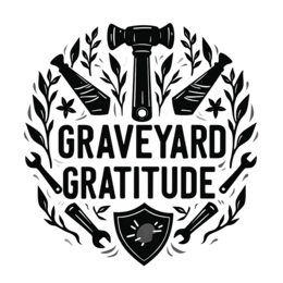 graveyard gratitude SVG PNG design with bold lettering, black and white floral elements
