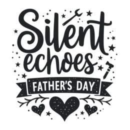 fathersday silentechoes floral SVG PNG design with hand-drawn style, bold lettering, black and white floral elements