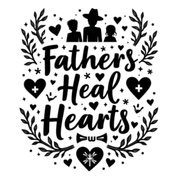 fathers heal hearts SVG PNG design with bold lettering, black and white floral elements