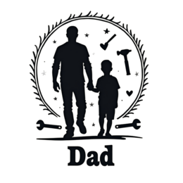 dad silhouette wreath SVG PNG design with hand-drawn style, bold lettering, black floral elements
