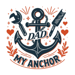 dad anchor tools shirt SVG PNG design with bold lettering, orange and blue floral elements