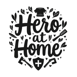 hero home shirt SVG PNG design with bold lettering, black and white floral elements