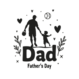 fathersday dad children shirt SVG PNG design with black floral elements