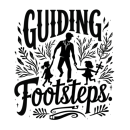 guiding footsteps floral SVG PNG design with hand-drawn style, bold lettering, black and white floral elements