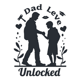 father son unlock shirt SVG PNG design with bold lettering, black and white floral elements