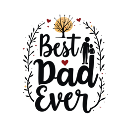 father'sday best dad ever SVG PNG design with hand-drawn style, bold lettering, black and red floral elements