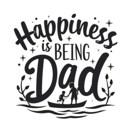 father son activity SVG PNG design with black and white floral elements