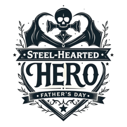 fathersday hero floral SVG PNG design with bold lettering, black and white floral elements