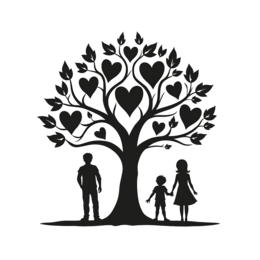 love tree silhouette SVG PNG design with black and white floral elements