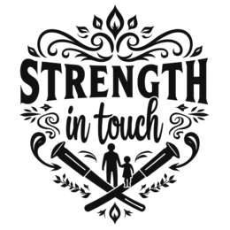 strength touch floral SVG PNG design with bold lettering, black and white floral elements
