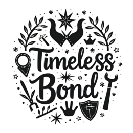 timeless bond SVG PNG design with bold lettering, black and white floral elements