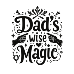 quote dad magic floral SVG PNG design with bold lettering, black and white floral elements
