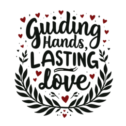 quotes guiding hands lasting love wreath SVG PNG design with bold lettering, black and red floral elements