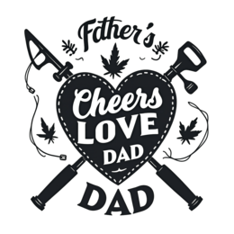 day heart sign fishing SVG PNG design with bold lettering, black and white floral elements
