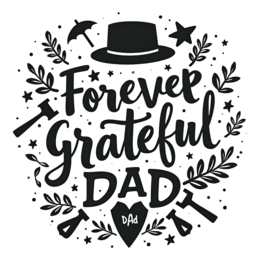 fathersday grateful SVG PNG design with black and white floral elements