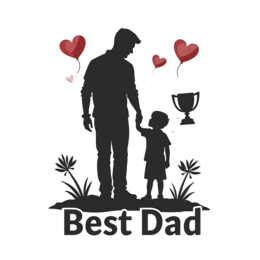 fathers day best dad SVG PNG design with bold lettering, black and red floral elements