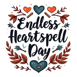 endless heartspell day SVG PNG design with bold lettering, red and green floral elements