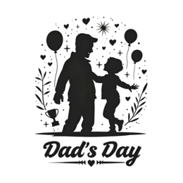 father son celebration SVG PNG design with bold lettering, black floral elements