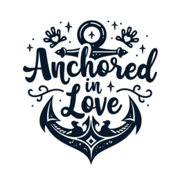 anchored in love SVG PNG design with hand-drawn style, bold lettering