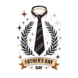 father's day tie stars SVG PNG design with bold lettering, black and green floral elements