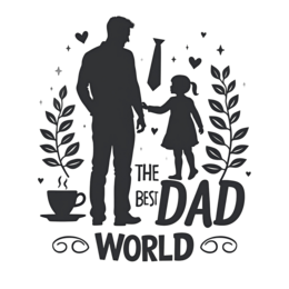 best dad silhouette SVG PNG design with bold lettering, black and white floral elements