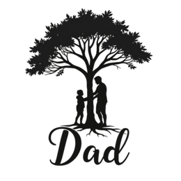dad tree silhouette shirt SVG PNG design with black and white floral elements