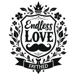endless love floral SVG PNG design with bold lettering, black and white floral elements