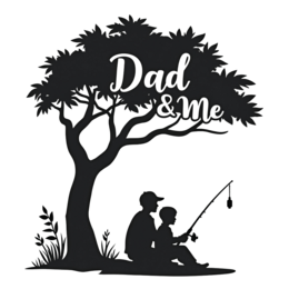 fishing dad and me SVG PNG design with hand-drawn style, black floral elements