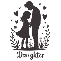daughter love SVG PNG design with black and white floral elements