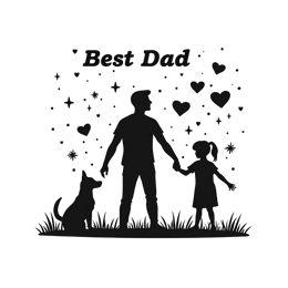 father daughter dog SVG PNG design with bold lettering